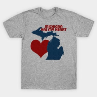 Michigan Has My Heart | I Love Michigan | Felt Look T-Shirt